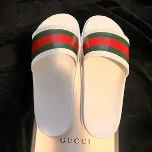 Gucci | Shoes | Gucci Web Slide Premium Condition White 
